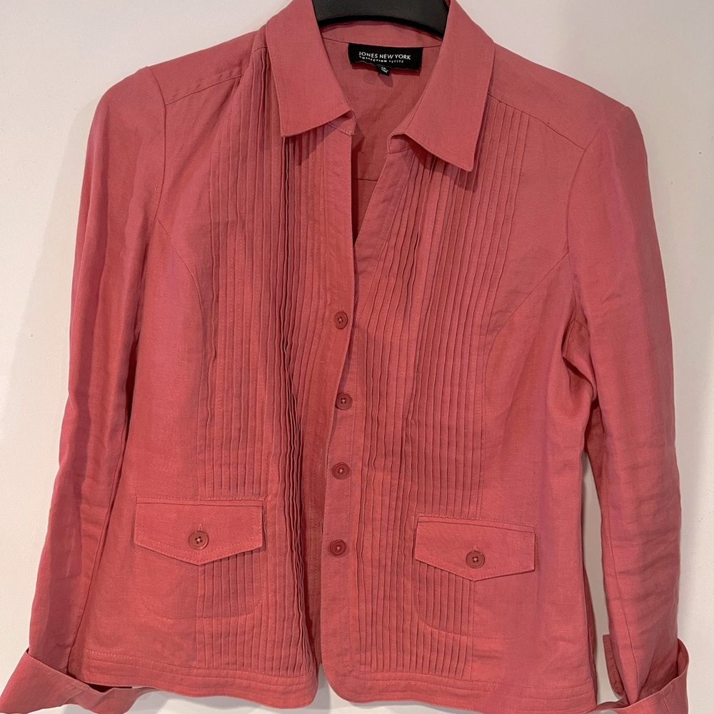 Jones NY coral linen jacket petite collection 8P